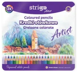 Creioane colorate Strigo ARTIST 24 culori, cutie metalica