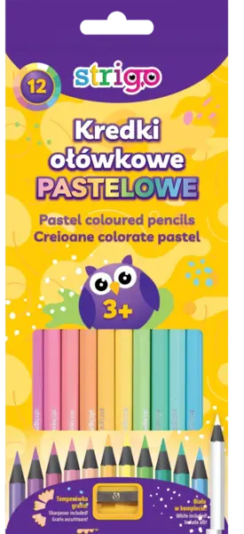 Creioane colorate Strigo Pastel, set 12 culori