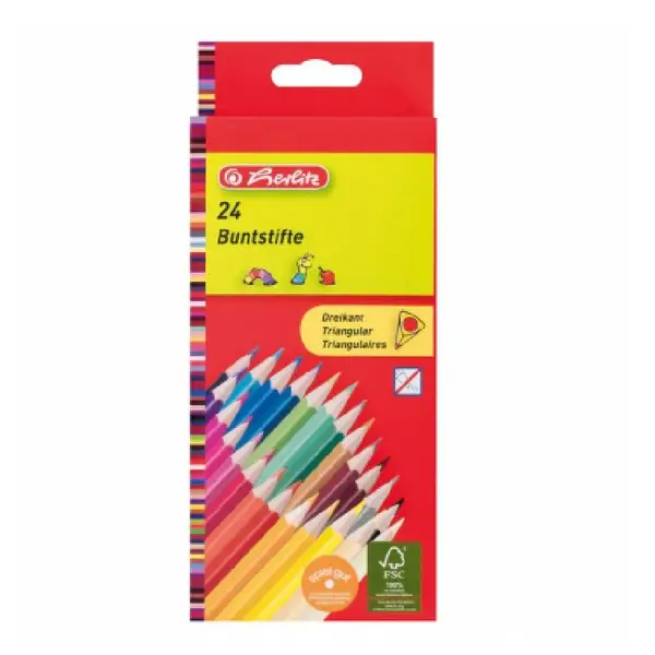 Creioane colorate triunghiulare 24 culori/set Herlitz Creioane colorate triunghiulare 24 culori/set Herlitz