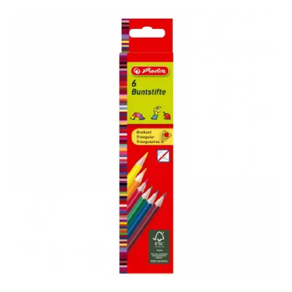 Creioane colorate triunghiulare 6 culori/set Herlitz Creioane colorate triunghiulare 6 culori/set Herlitz