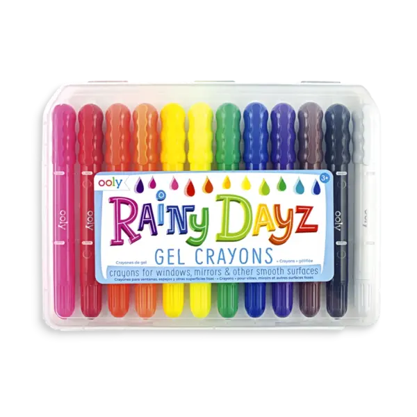 Creioane cu gel pentru geam si sticla, Rainy Dayz, set 12 culori lavabile