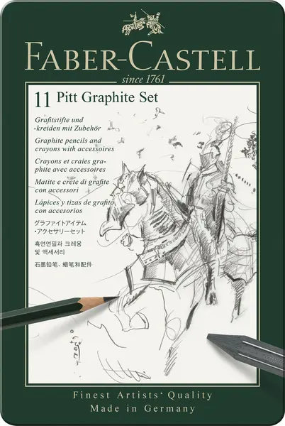 Creioane grafit 11buc/set, Pitt Graphite Monochrome, Faber-Castell