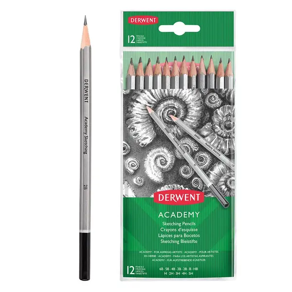 Creioane Grafit 5H-6B Derwent Academy blister 12 buc/set calitate superioara negru Creioane Grafit 5H-6B Derwent Academy blister 12 buc/set calitate superioara negru