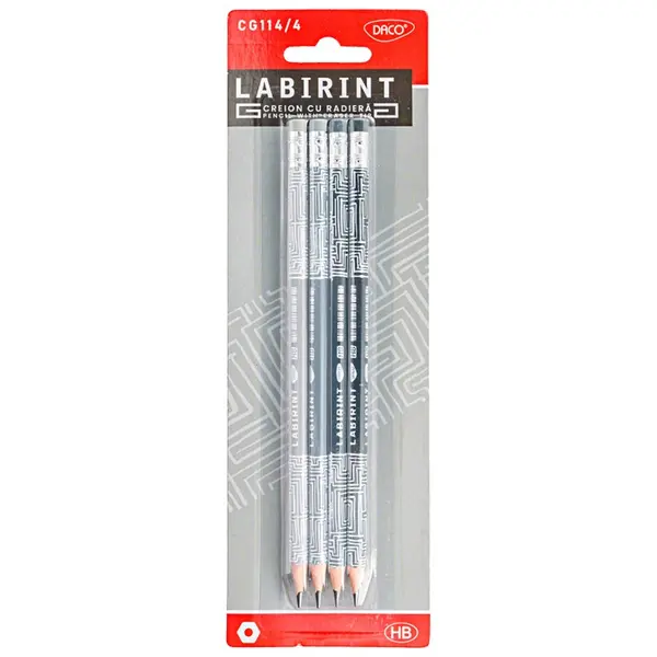 Creion cu guma, 4buc/set, Daco Labirint