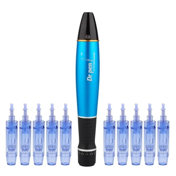 Creion cu Micro-Ace din Titan, Dermapen, Dr. Pen, A1W, Wireless, 10x Rezerve 12 pini, Adancime 0.25 - 3.00 mm, 5 viteze