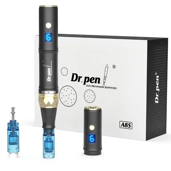 Creion cu Micro-Ace din Titan, Dr. Pen, Dermapen A8s-W, 10x Rezerve 12 ace, Adancime 0.25 - 2.5 mm, 6 viteze, fara Fir