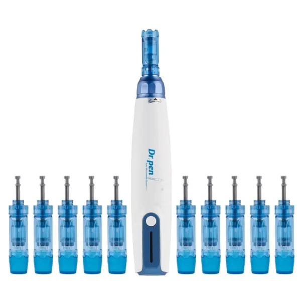 Creion cu Micro-Ace din Titan, Dr. Pen, Dermapen A9W, 10x Rezerve 12 ace, Adancime 0.25 - 2.5 mm, 6 viteze, fara Fir