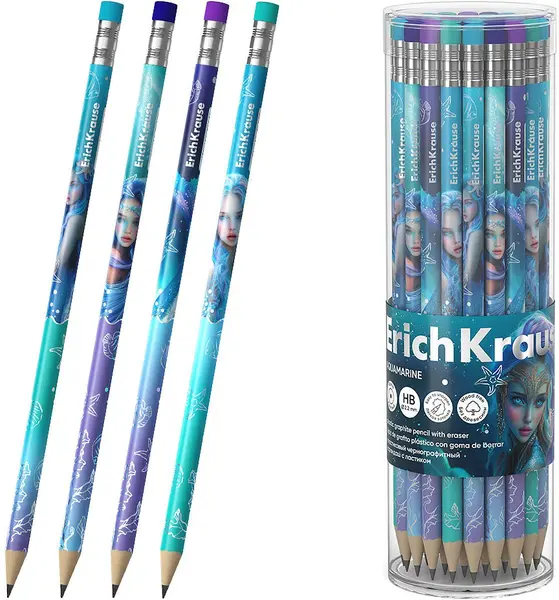 Creion de grafit negru Erich Krause Aquamarine - HB, sortiment