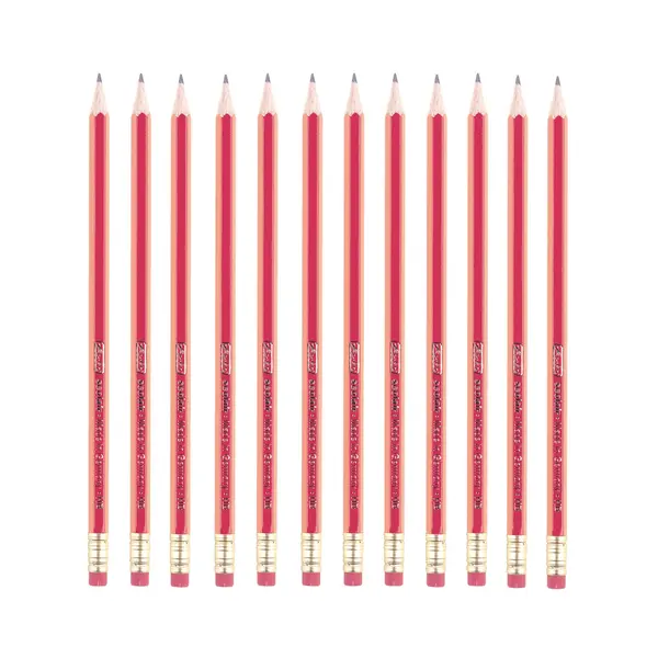 Creion grafit cu guma, mina HB, corp rosu, 24buc/set, Herlitz
