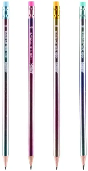 Creion grafit cu radieră Junior - Metallic HB, sortiment