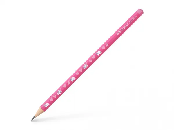 Creion grafit HB Unicorni Faber-Castell, triunghiular, roz