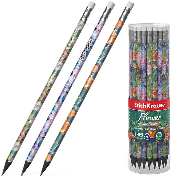 Creion grafit negru Erich Krause - Flower, HB, sortiment