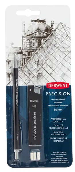 Creion mecanic 0.5 mm HB Derwent Profesional cu radiere si rezerve incluse Creion mecanic 0.5 mm HB Derwent Profesional cu radiere si rezerve incluse