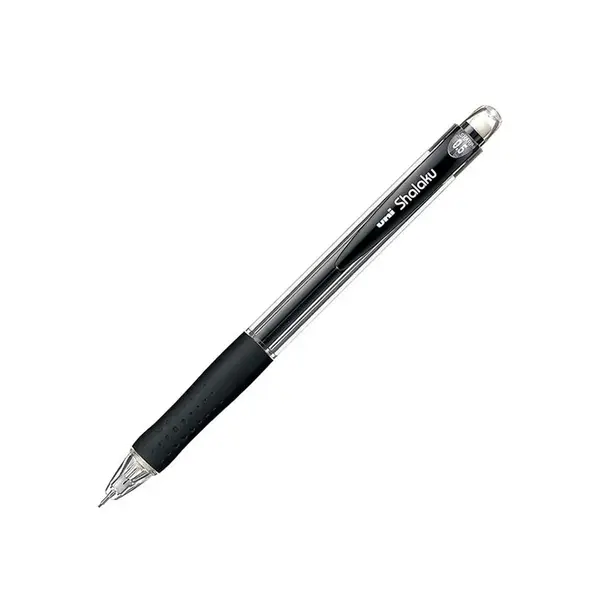 Creion mecanic UNI Shalaku M5-100, 0.5mm, grip cauciucat, cu guma de sters,corp transparent negru