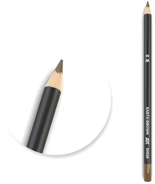 Creion pe baza de apa pentru modelat AK Interactive - Watercolor Pencil Earth Brown AK10028 (1 buc )