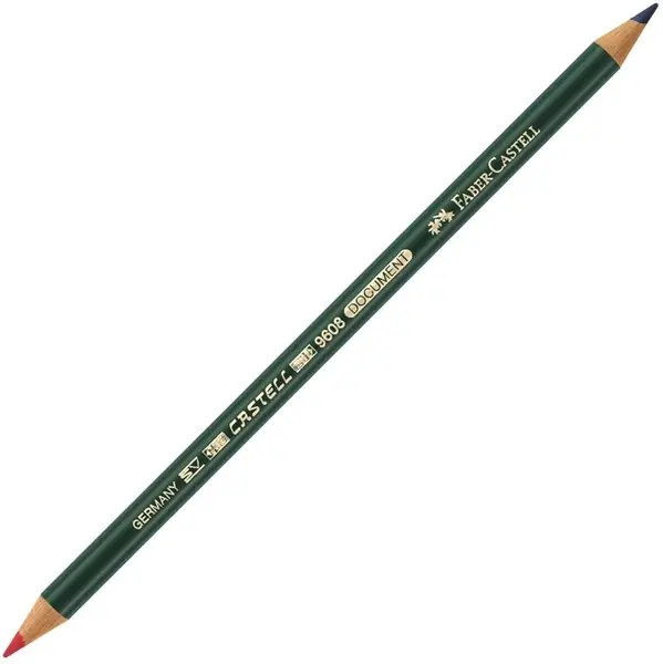 Creion permanent Faber Castell - Document, cu grafit rosu si albastru