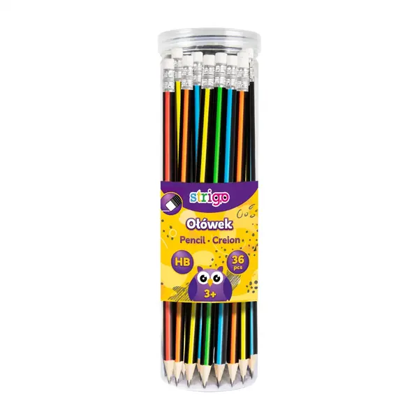 Creion Strigo HB cu guma, culori diverse