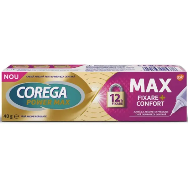 Crema Adeziva pentru Proteza Dentara Corega Max Fixare si Confort, 40 g