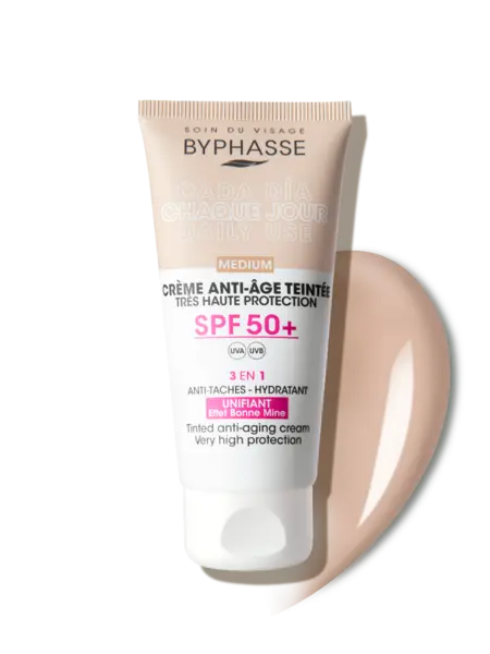 Crema antirid cu protectie solara SPF50+ Tinted Medium, 50ml, Byphasse
