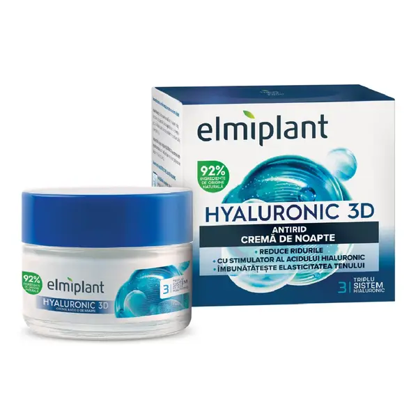Crema antirid de noapte Hyaluronic 3D, 50 ml, Elmiplant