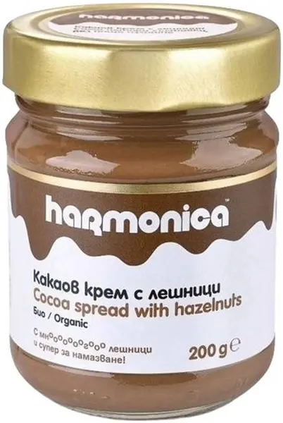 Cremă bio de cacao cu alune, 200 g, Harmonica