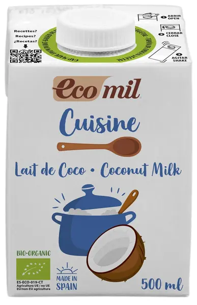 Cremă bio de cocos pentru gătit, 500 ml, Ecomil