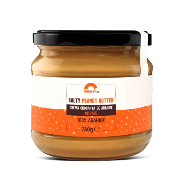 Crema crocanta de arahide cu sare, 360g, Sunday Bites
