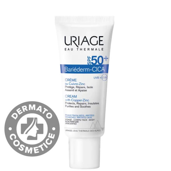 Crema cu SPF 50+ Bariederm Cica, 40ml, Uriage
