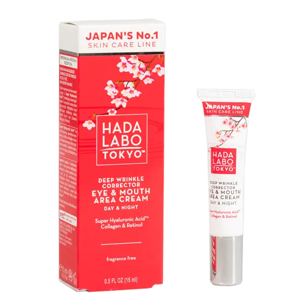 Crema de corectare a ridurilor adanci din jurul ochilor si a gurii de zi si de noapte cu Super Acid Hyaluronic, 15ml, Hada Labo