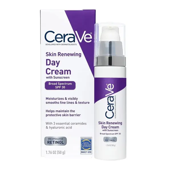 Crema de Fata, CeraVe, Skin Renewing, Efect Hidratant si Anti-Rid, cu Ceramide, Acid Hialuronic, si Retinol, SPF 30, 50gr