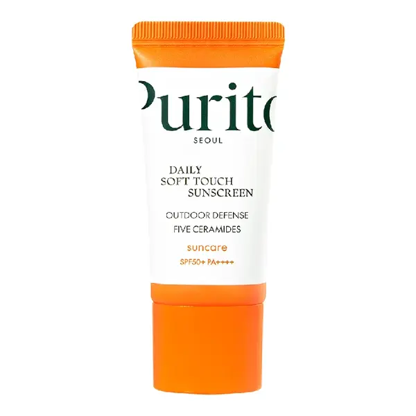 Crema de fata Daily Soft Touch cu factor de protectie SPF 50+, PA++++, Mini, 15 ml, Purito