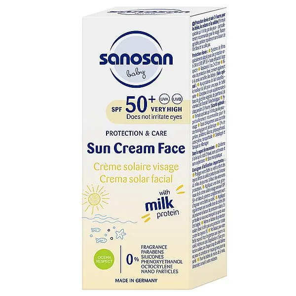 Crema de fata pentru copii cu protectie solara SPF50+, Sanosan | 30 ml