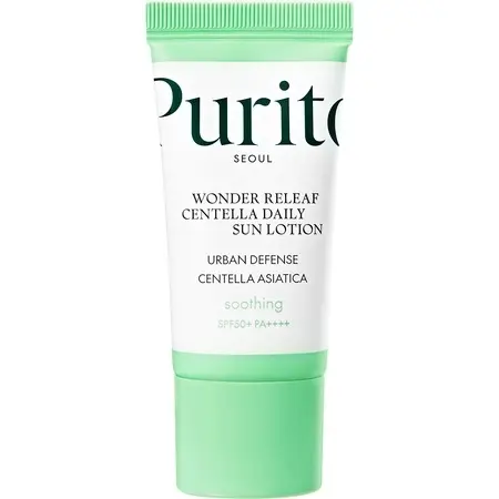 Crema de fata Wonder Releaf Centella Daily Sun Lotion Mini SPF 50+ PA++++, 15 ml, Purito