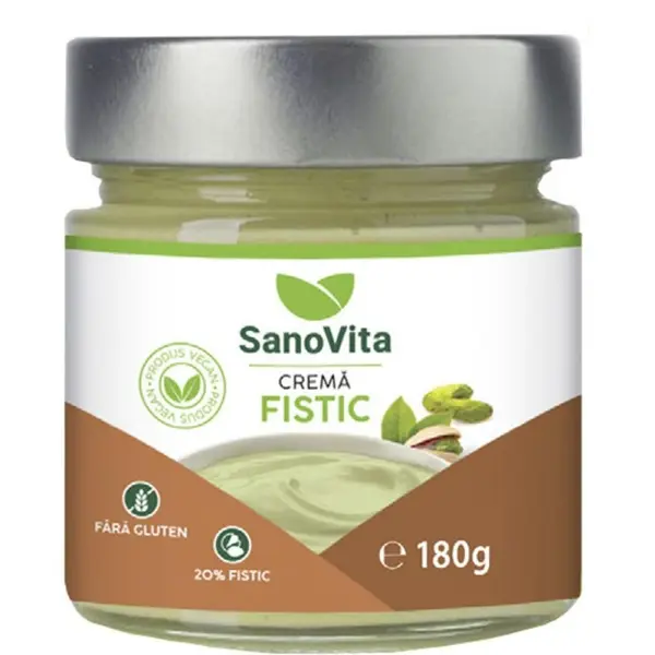 Crema de Fistic 20%, fara Gluten, Sanovita, 180 g