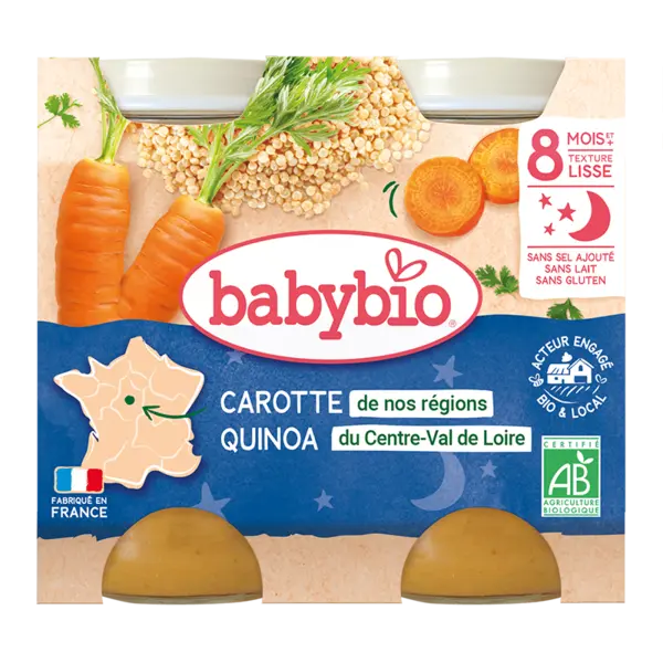 Crema de morcovi si quinoa Bio, 2 x 200g, BabyBio