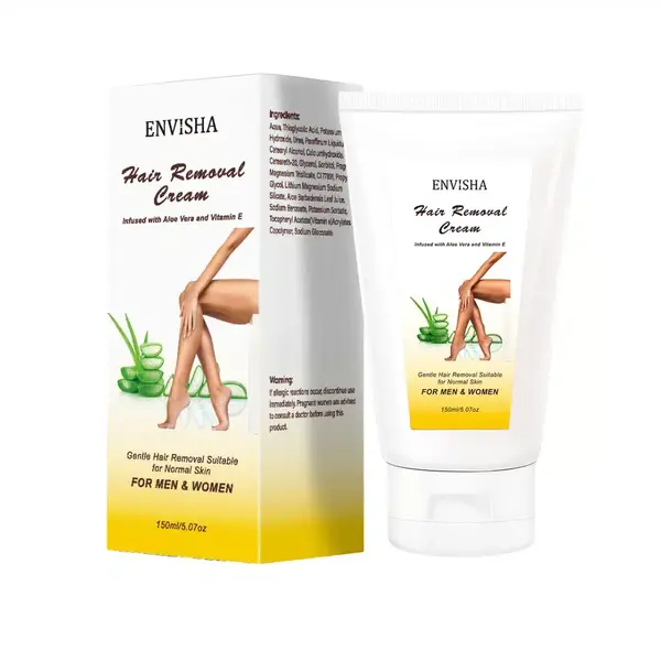 Crema Depilatoare Unisex, Infuzie de Aloe Vera și Vitamina E, Envisha by Verilaria, 150ml