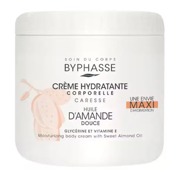 Crema Hidratanta de Corp, Byphasse, cu Ulei de Migdale Dulci, Glicerina si Vitamina E, pentru Toate Tipurile de Piele, 500 ml