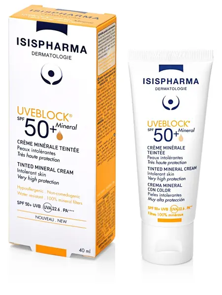 Crema nuantatoare cu protectie solara Tinted Mineral SPF50+ UVEBLOCK, 40ml, Isis Pharma