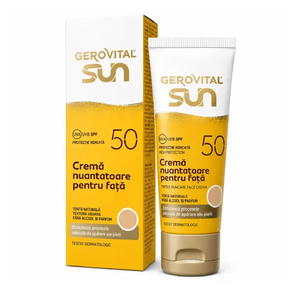 Crema nuantatoare pentru fata SPF50 Sun, 50 ml, Gerovital