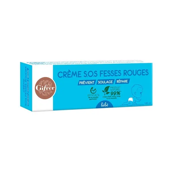 Crema pentru Zona Scutecului, Gifrer, SOS Fesses Rouges, pentru Protectie si Efect Reparator, cu Ingrediente Naturale, 100ml