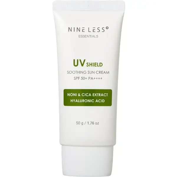 Crema protecție solară calmantă cu SPF 50+ și PA++++, Nine Less, Essentials UV Shield, 50ml