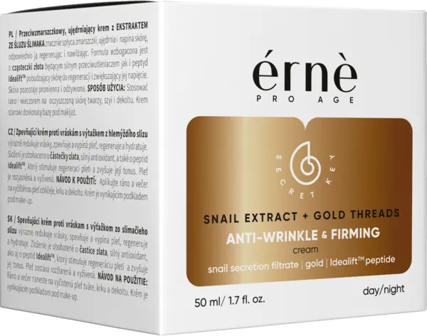 Crema tonifianta zi/noapte de fata antirid cu Mucus de melc si particule aur 24K, 50ml, Erne
