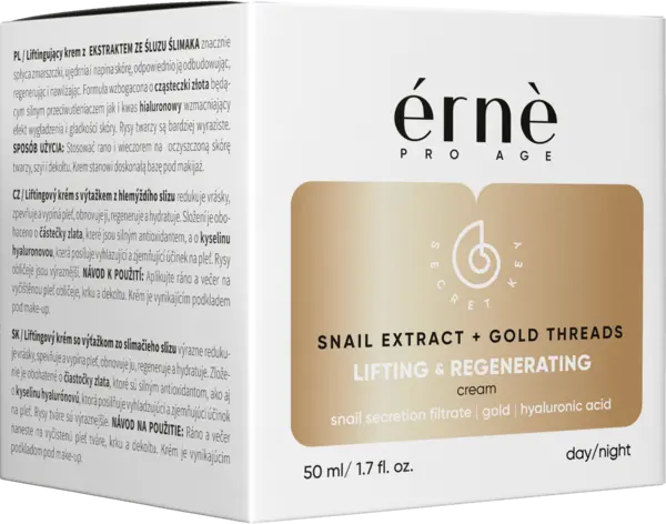 Crema zi/noapte de fata pentru lifting cu Mucus de melc si particule aur 24K, 50ml, Erne