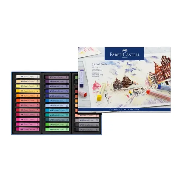 Creta uscata pastel moale color, 36buc/set, diferite culori, Faber-Castell