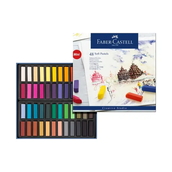 Creta uscata pastel moale color, 48culori/set, Faber-Castell