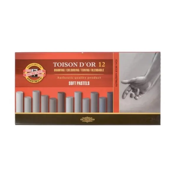 Creta uscata rotunda, 12buc/set, Toison D'OR Koh-I-Noor, gri