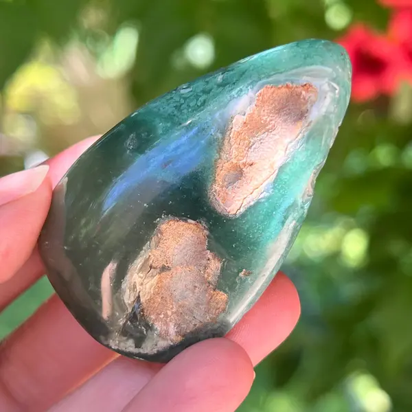 Crisopraz smarald palmstone din Zimbabwe | Model 22