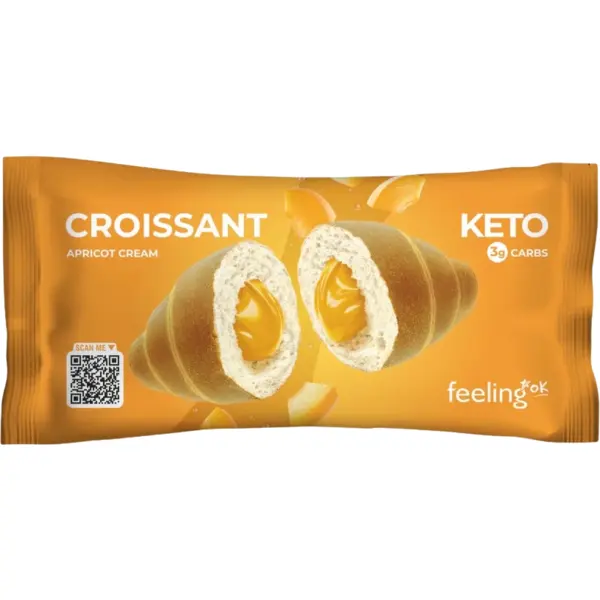 Croissant Keto Proteic cu Crema de Caise fara Zahar Low Carb 50g