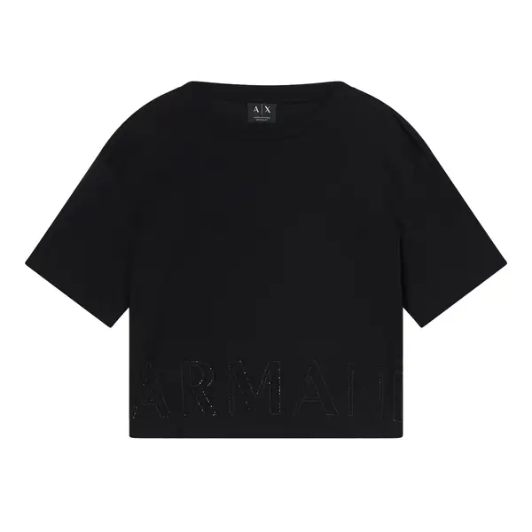Cropped basic t-shirt in cotton jersey black L