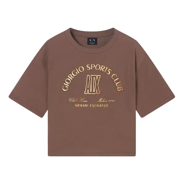 Cropped t-shirt in cotton jersey brown S